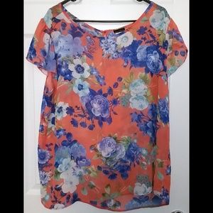 NWOT Zenobia Plus Size 3X Top Chiffon Floral Women